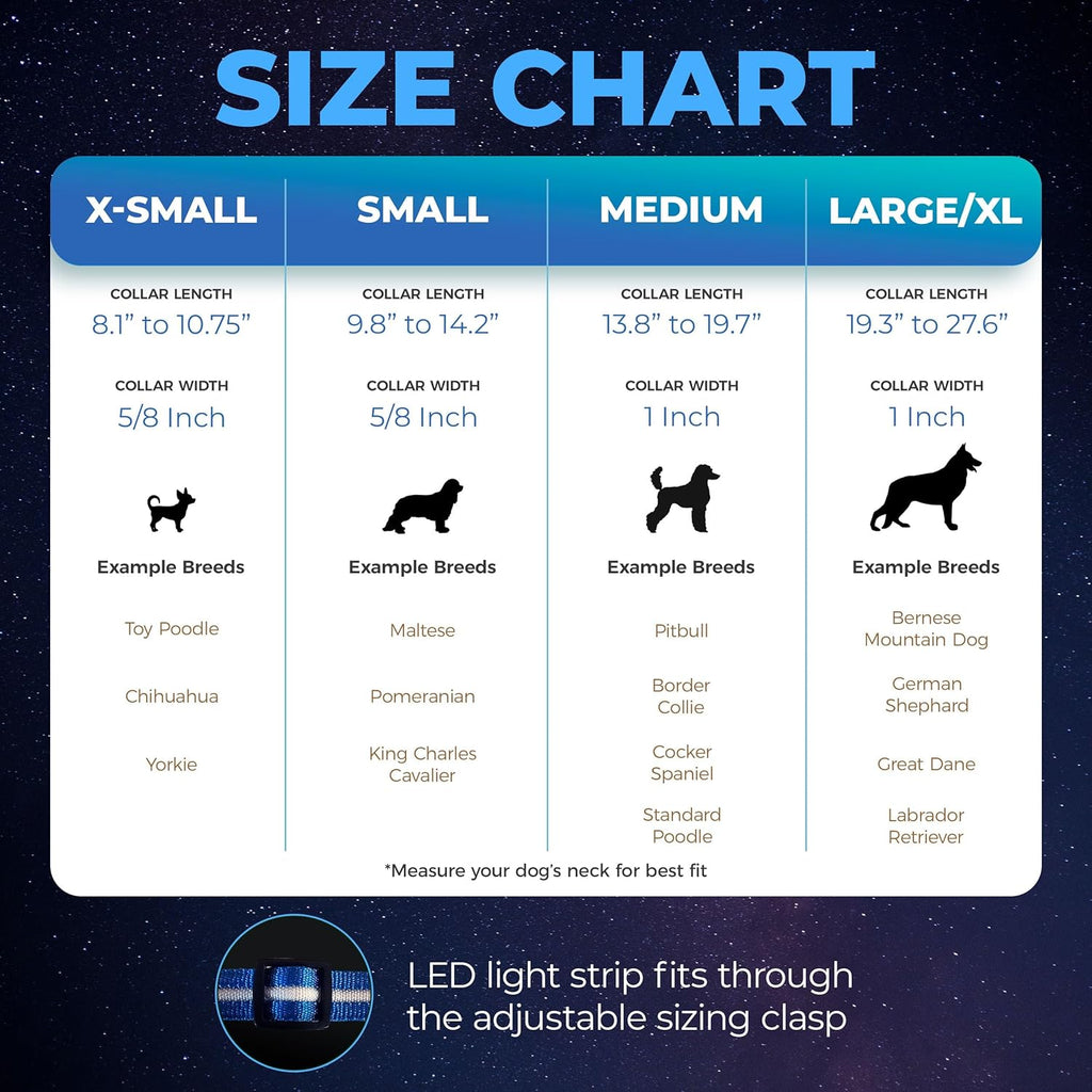 Light up LED Dog Collar - USB Rechargeable - Waterproof - 1,000 Feet of Visibility 