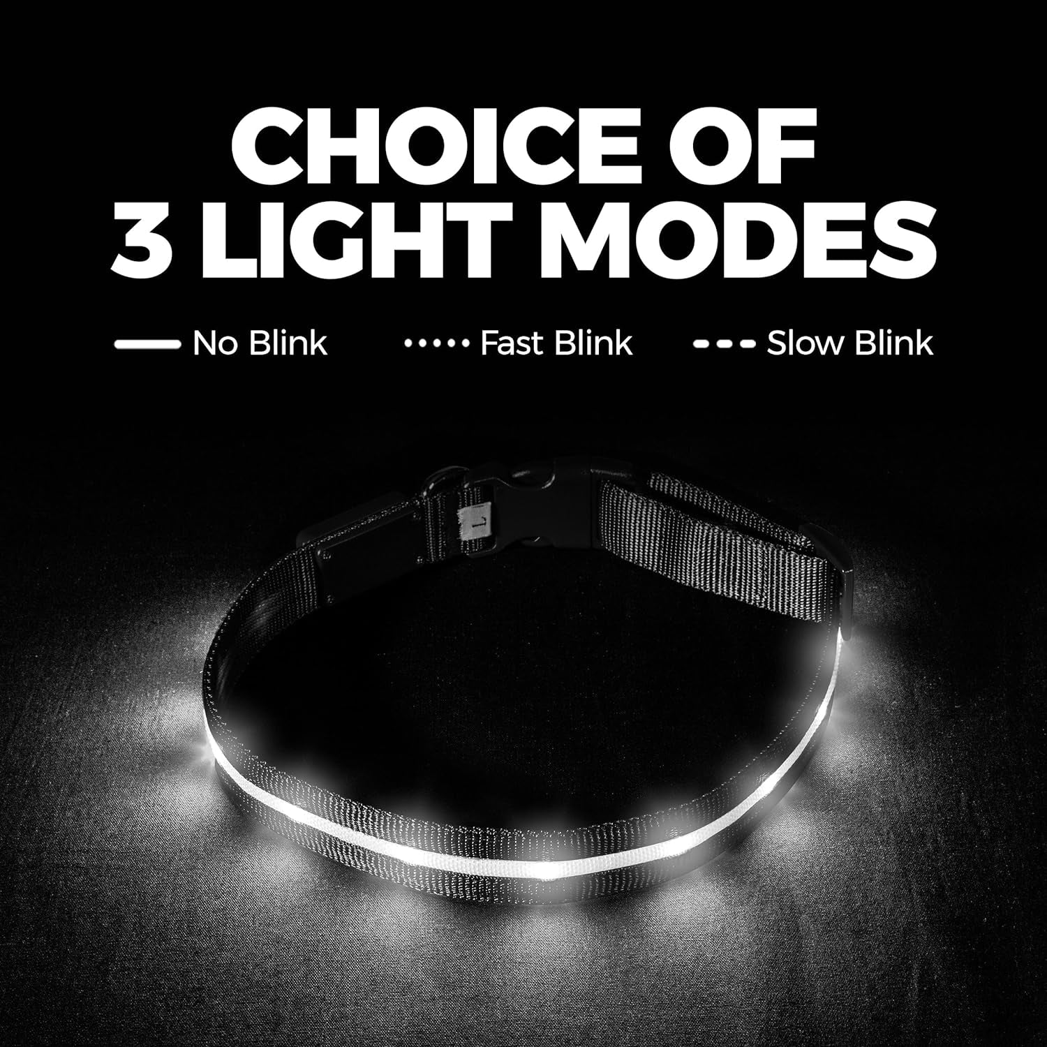 Light up LED Dog Collar - USB Rechargeable - Waterproof - 1,000 Feet of Visibility 