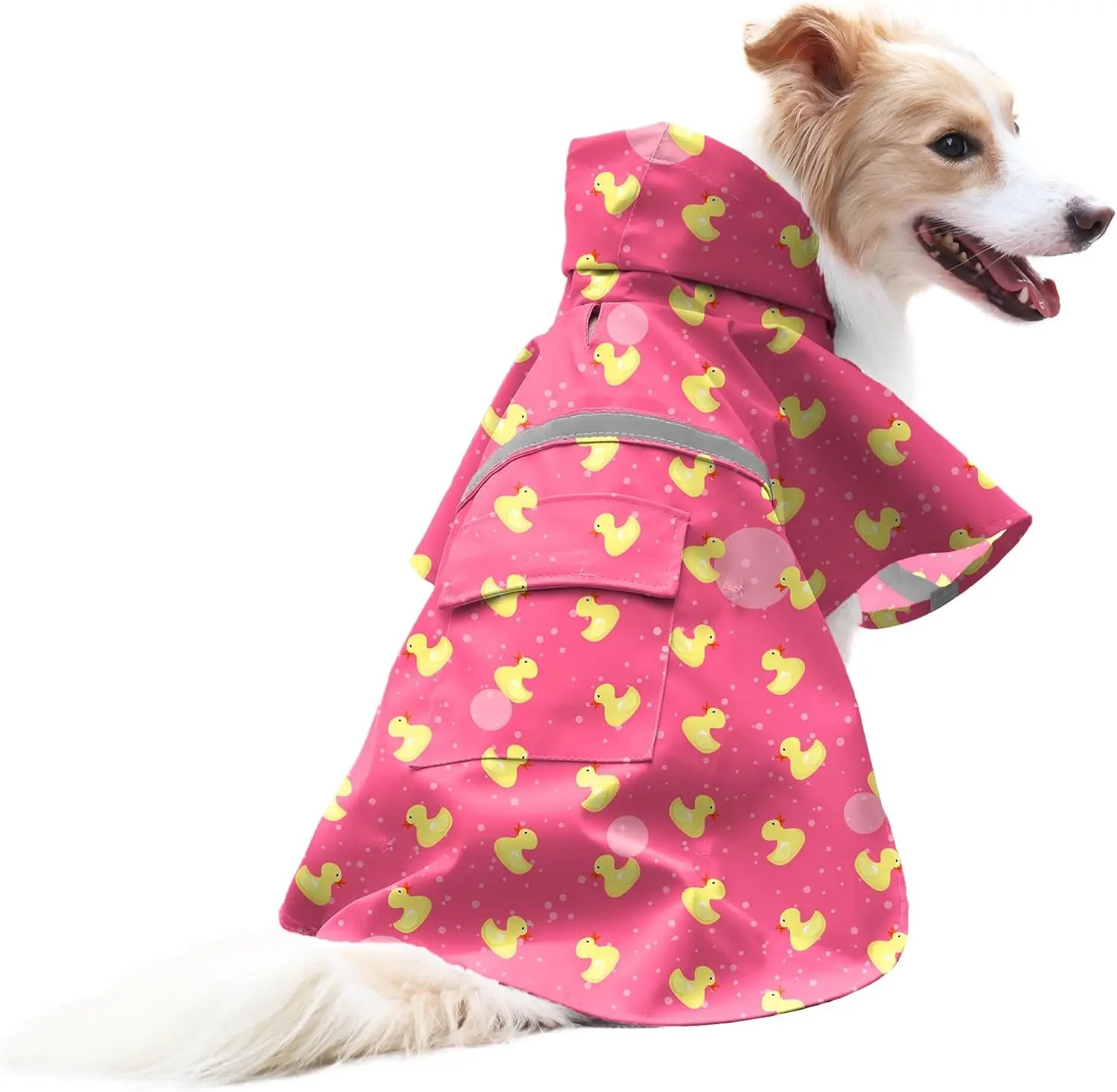 NACOCO Large Dog Raincoat Adjustable Pet Water Proof Clothes Lightweight Rain Jacket Poncho Hoodies with Strip Reflective