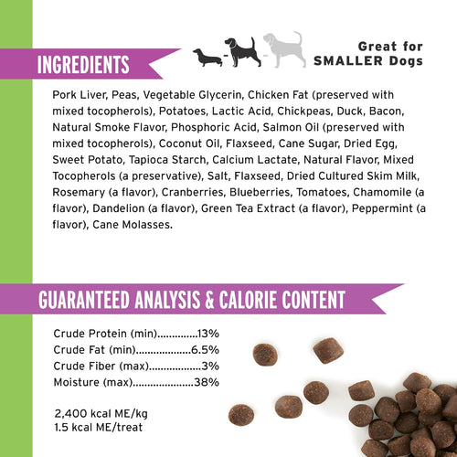 4 oz. Pouch of Mini Soft & Chewy Training Treats, Duck and Bacon Flavor, 200 Treats per Bag, Preferred by Professional Trainers