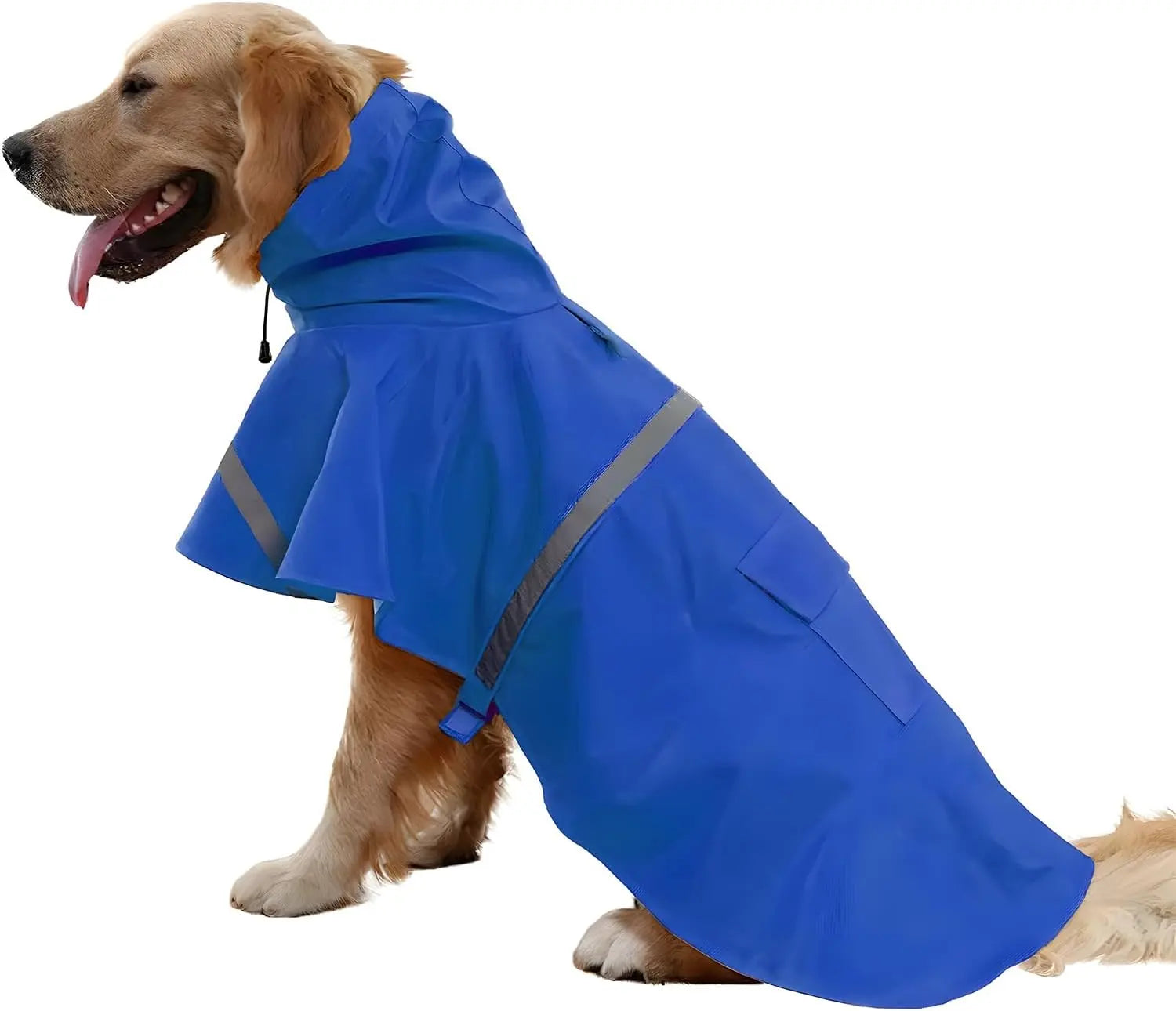 NACOCO Large Dog Raincoat Adjustable Pet Water Proof Clothes Lightweight Rain Jacket Poncho Hoodies with Strip Reflective