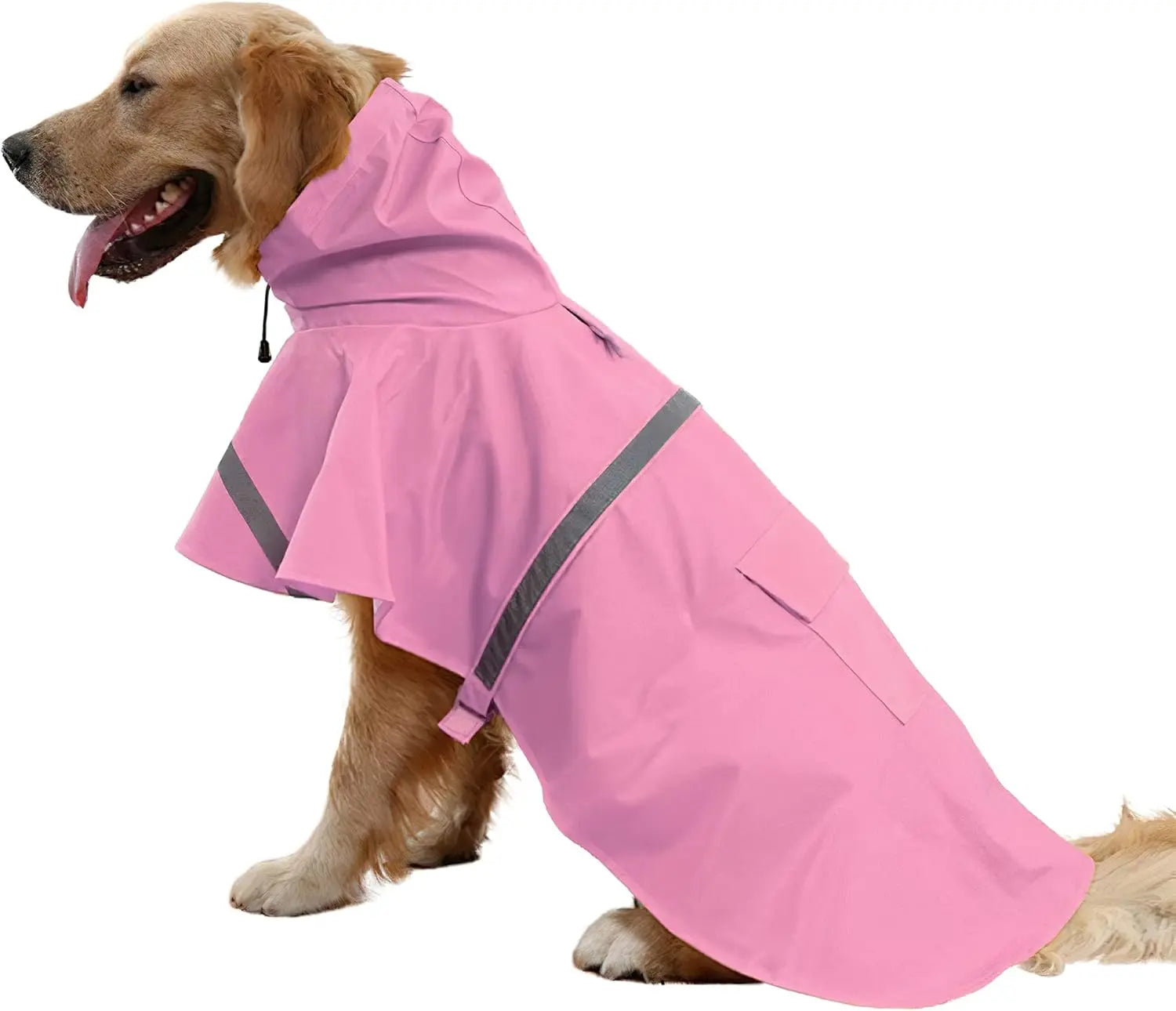 NACOCO Large Dog Raincoat Adjustable Pet Water Proof Clothes Lightweight Rain Jacket Poncho Hoodies with Strip Reflective
