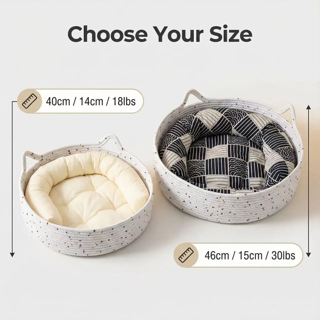 Cozy Cat Bed Three-In-One with U-Shaped Cushion & Scratch-Resistant Pad Hand-Woven Design Detachable Washable All-Season