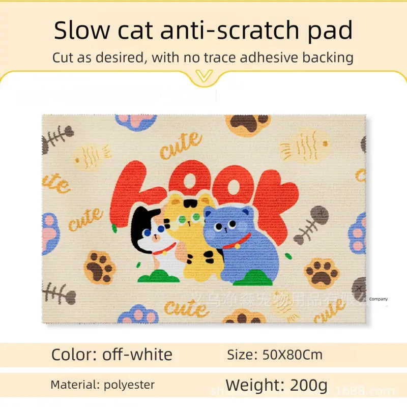 Cat Scratching Pad 19.7"X31.5" Anti-Scratch Protection Customizable Fit Seamless Adhesive Backing Easy Apply Remove Practical Scratch Prevention, Please Read Description for Surface Compatibility.