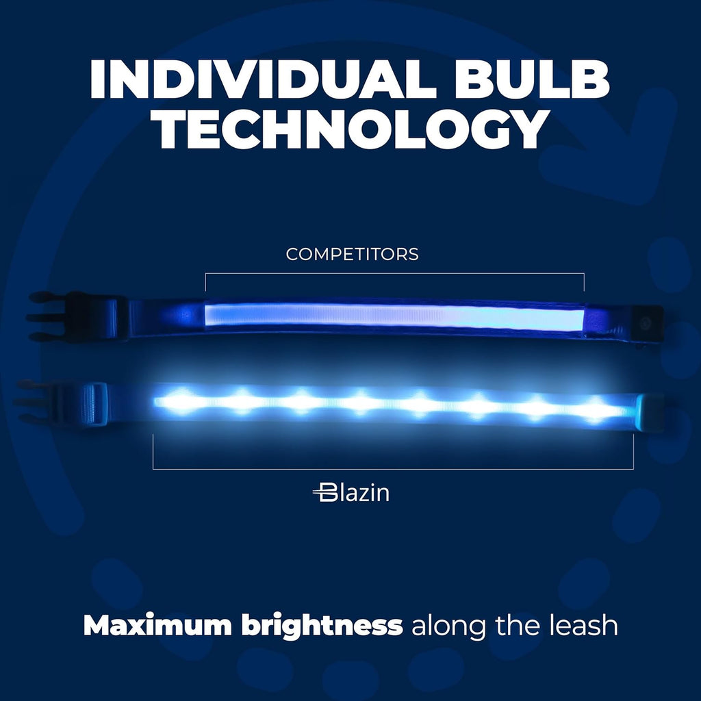Light up LED Dog Collar - USB Rechargeable - Waterproof - 1,000 Feet of Visibility 
