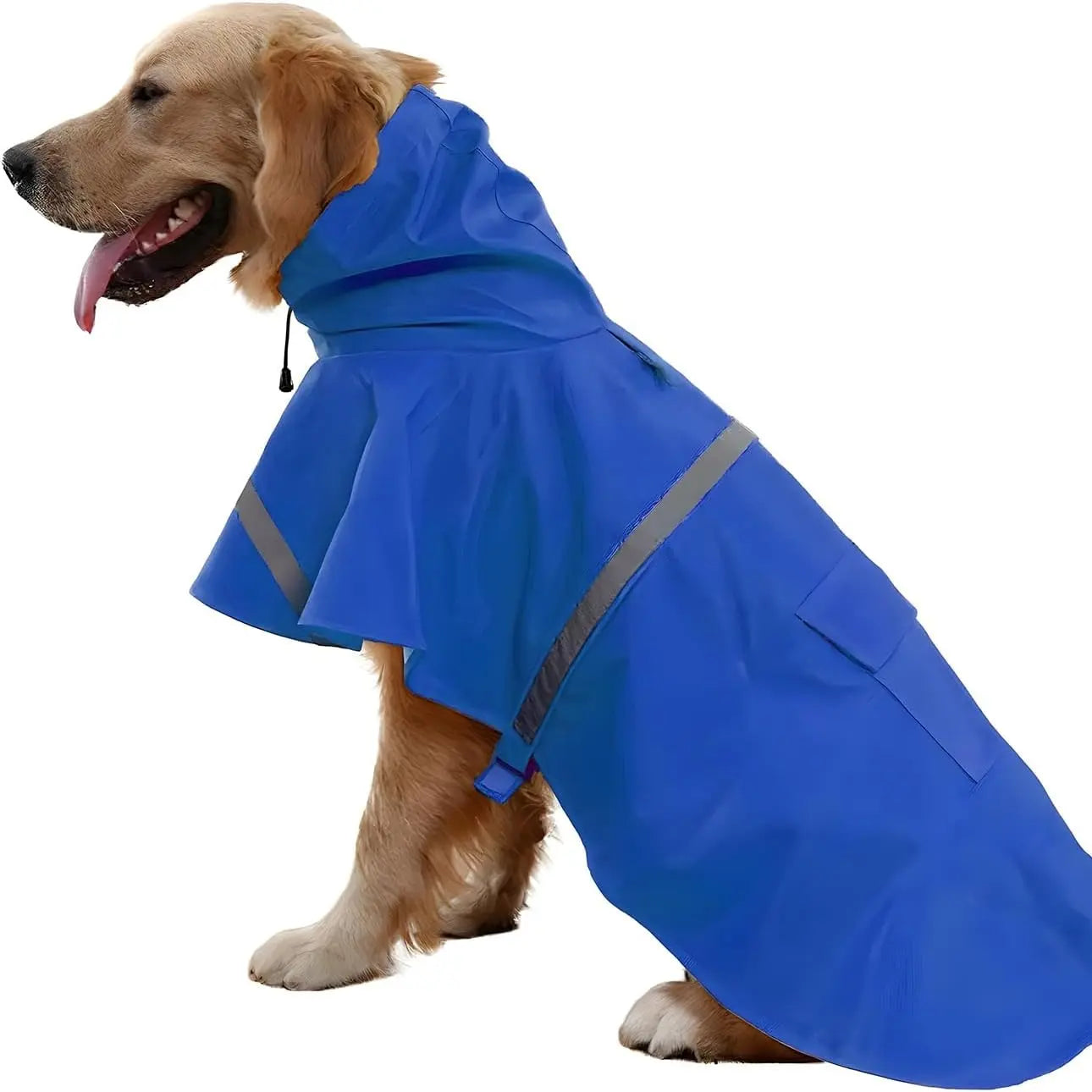 NACOCO Large Dog Raincoat Adjustable Pet Water Proof Clothes Lightweight Rain Jacket Poncho Hoodies with Strip Reflective