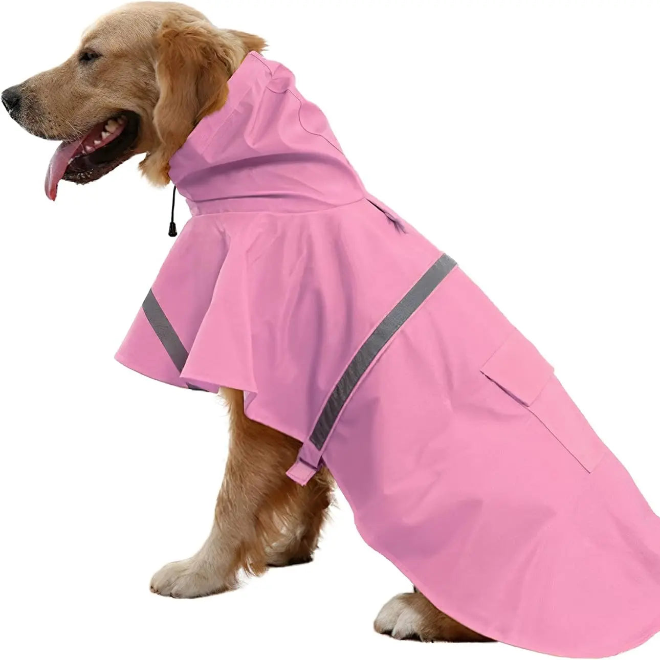 NACOCO Large Dog Raincoat Adjustable Pet Water Proof Clothes Lightweight Rain Jacket Poncho Hoodies with Strip Reflective