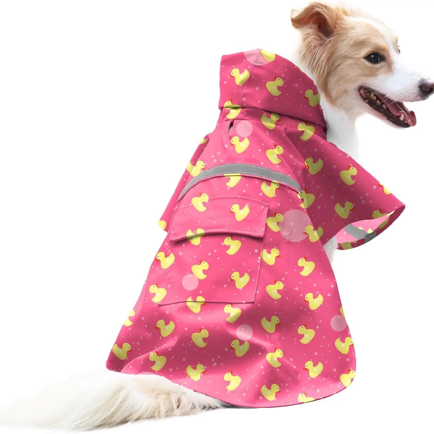NACOCO Large Dog Raincoat Adjustable Pet Water Proof Clothes Lightweight Rain Jacket Poncho Hoodies with Strip Reflective