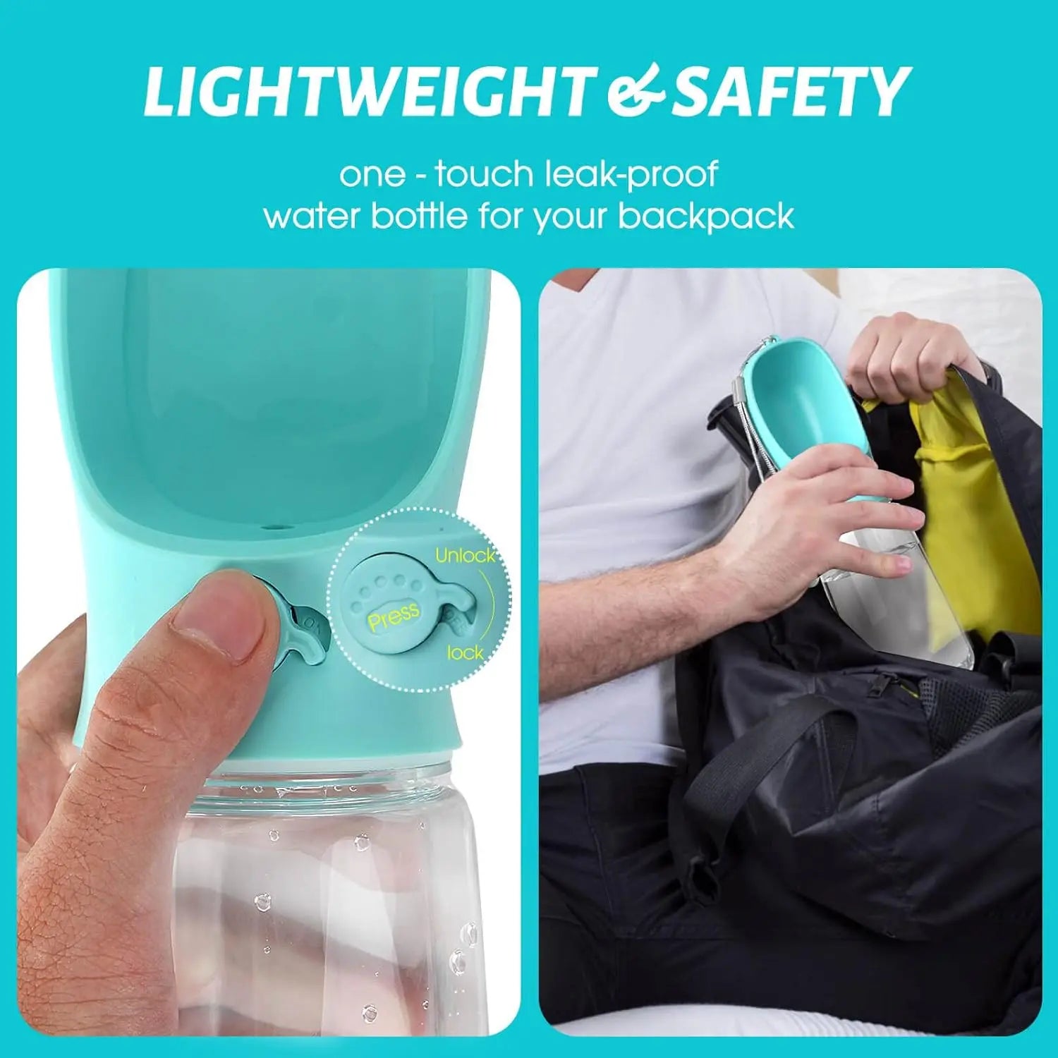 Dog Water Bottle 19Oz, Leak-Proof and Portable