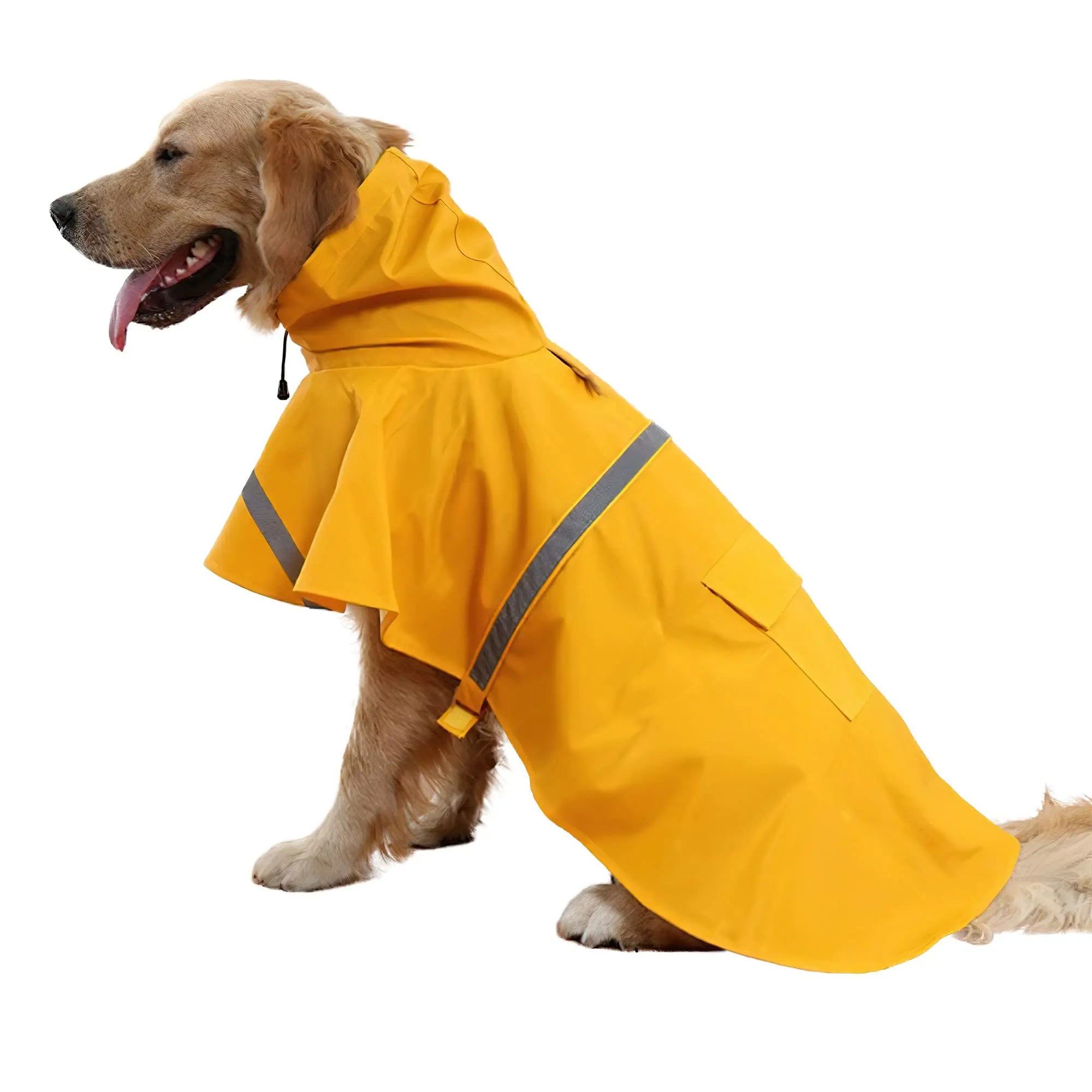 NACOCO Large Dog Raincoat Adjustable Pet Water Proof Clothes Lightweight Rain Jacket Poncho Hoodies with Strip Reflective