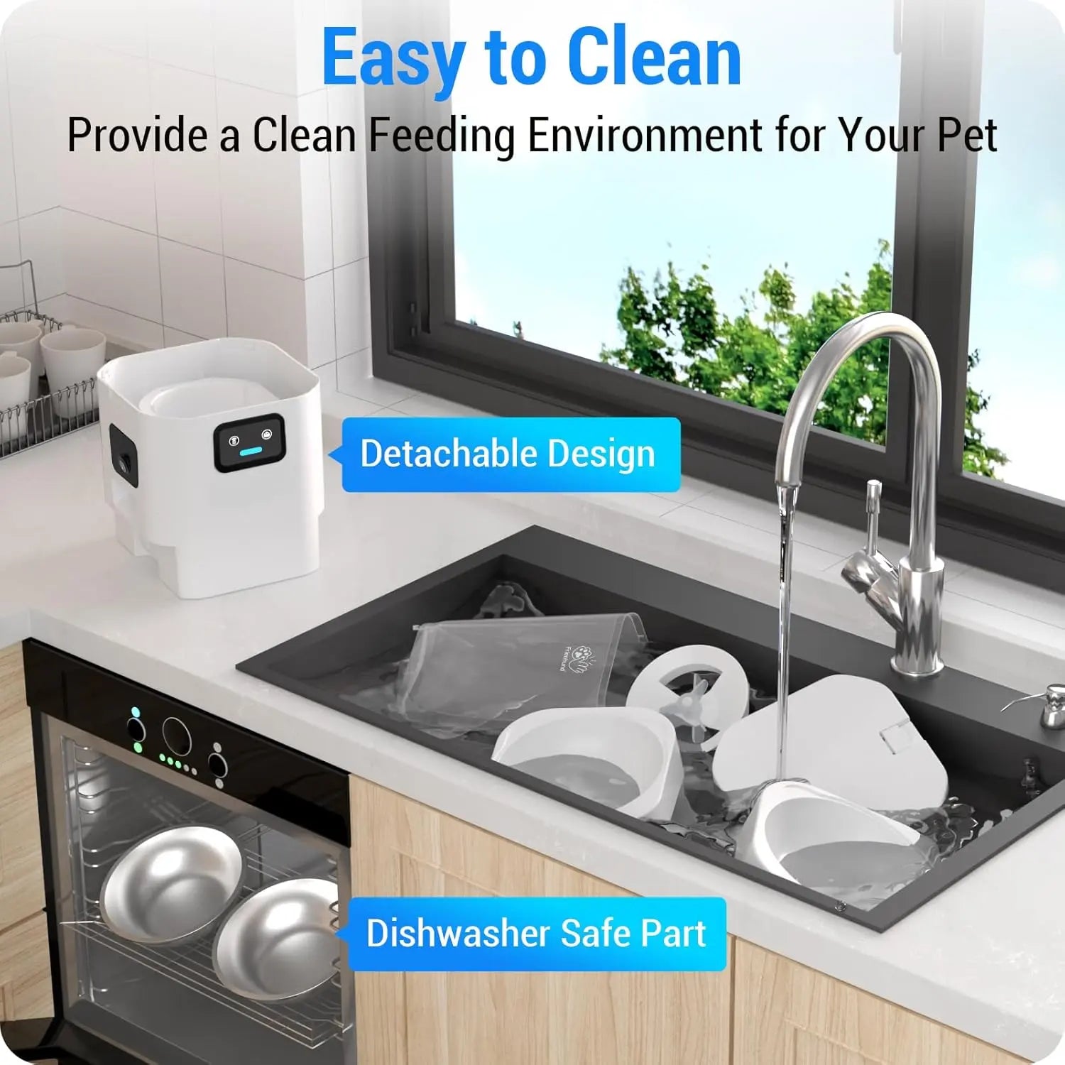 Frienhund Dual Camera Smart Automatic Pet Feeder with 1080P HD Monitoring, App Remote Control, 7L Large Capacity, Timed and Portion Feeding, Dual Bowl Design for Multi Pet Homes