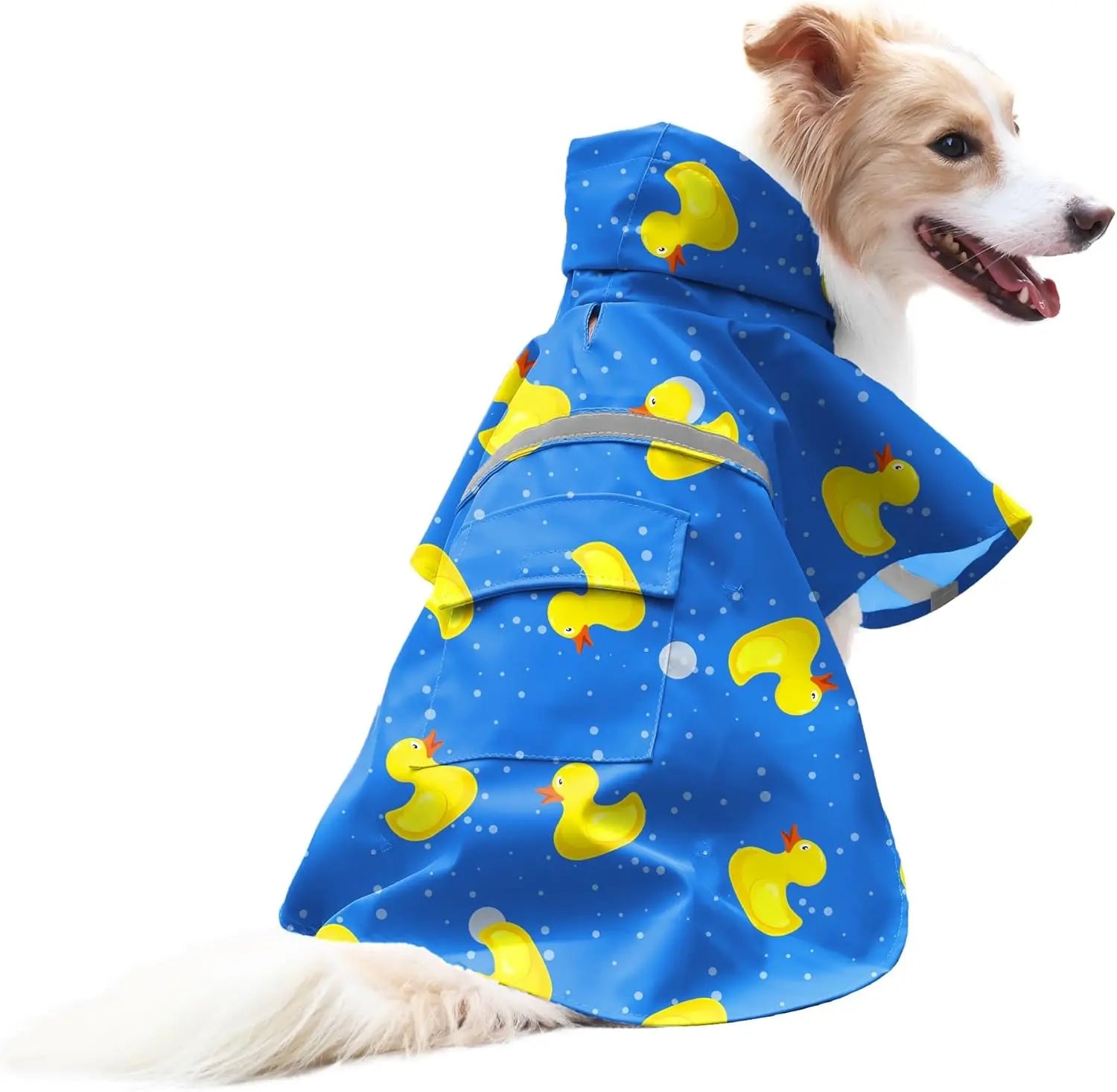 NACOCO Large Dog Raincoat Adjustable Pet Water Proof Clothes Lightweight Rain Jacket Poncho Hoodies with Strip Reflective