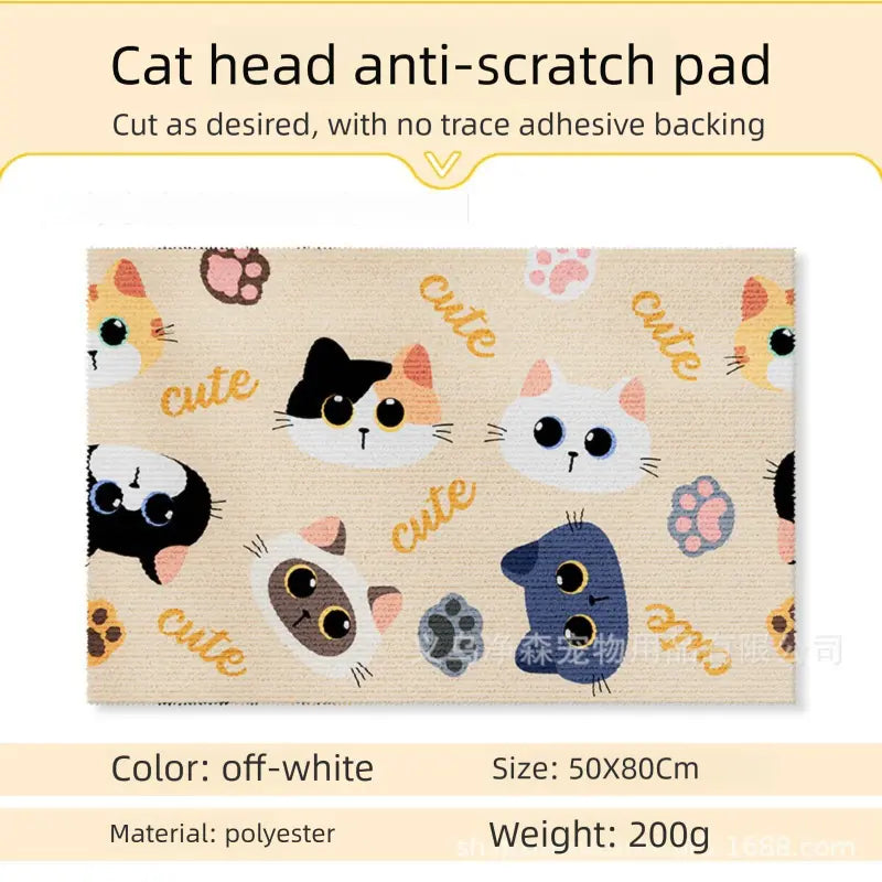 Cat Scratching Pad 19.7"X31.5" Anti-Scratch Protection Customizable Fit Seamless Adhesive Backing Easy Apply Remove Practical Scratch Prevention, Please Read Description for Surface Compatibility.