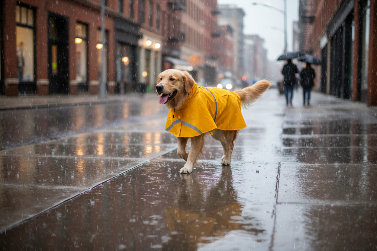 Large Dog Raincoat, Adjustable Lightweight Rain Jacket!
