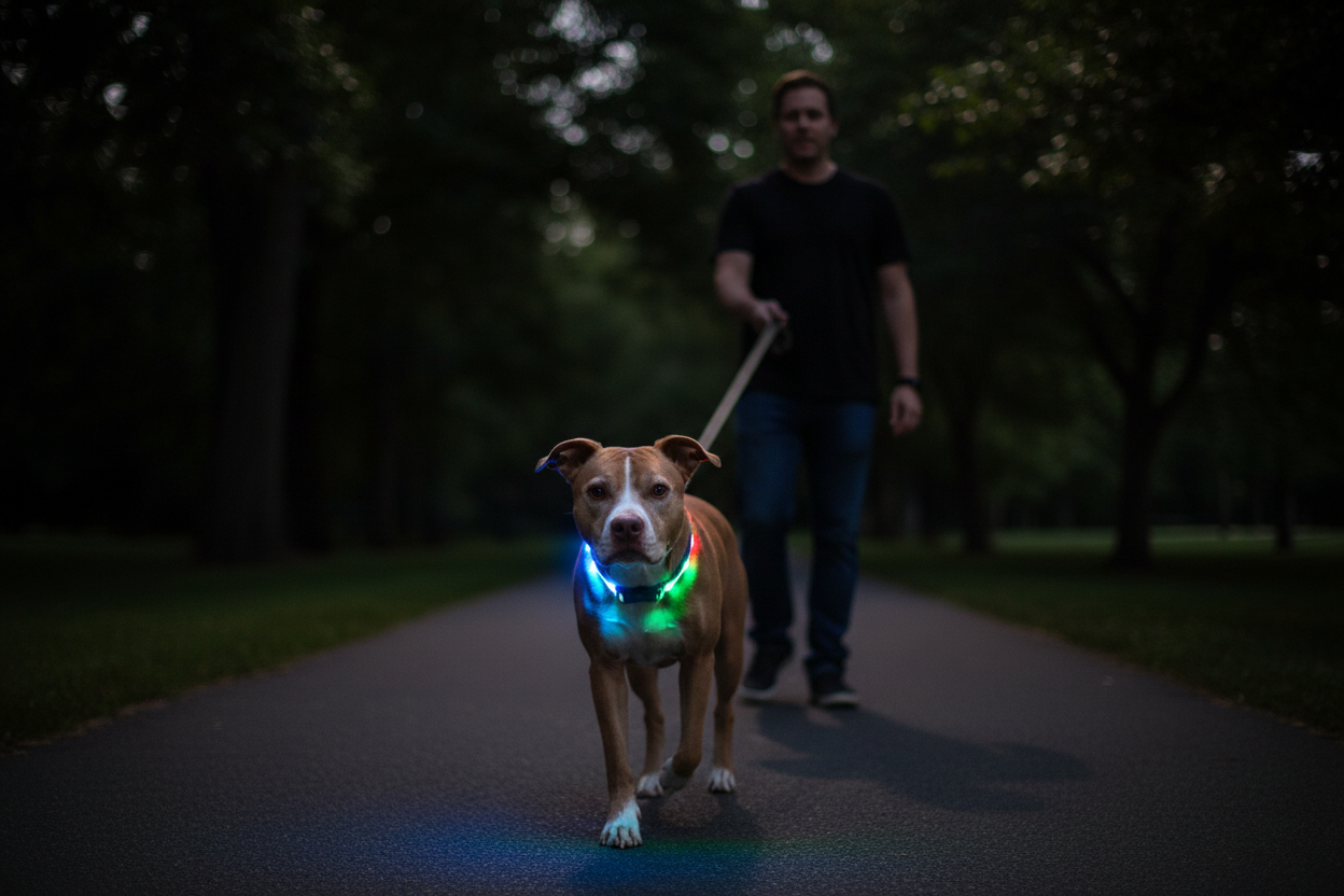 Light up LED Dog Collar - USB Rechargeable - Waterproof - 1,000 Feet of Visibility