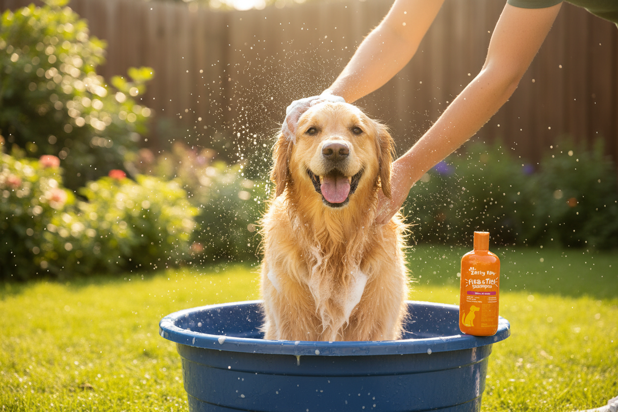 Zesty Paws Flea & Tick Removal Shampoo for Dogs, 16-Fl Oz. Gentle Ingredients
